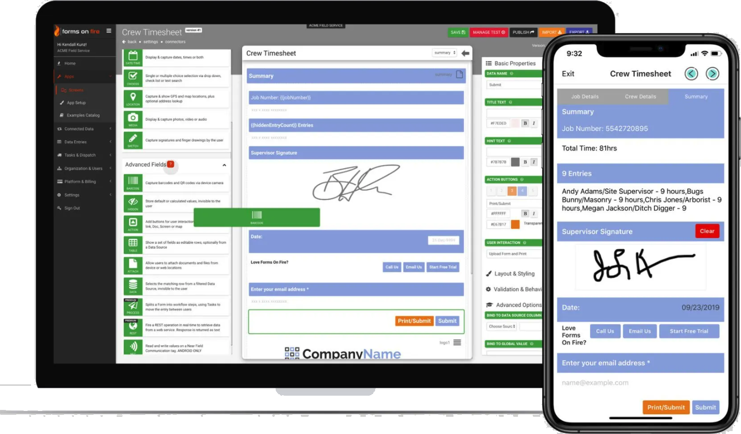Mobile forms interface